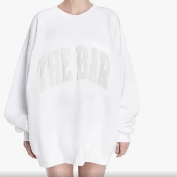 The Bar Tops - The Bar Varsity Sweatshirt White On White M